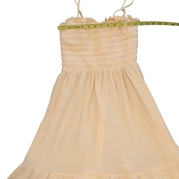 Carly Jean LA Cream Smocked Midi Dress Tiered Cotton Sundress Size S - Picture 5 of 6